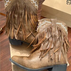 Roper Tan Fringe Kids Boots